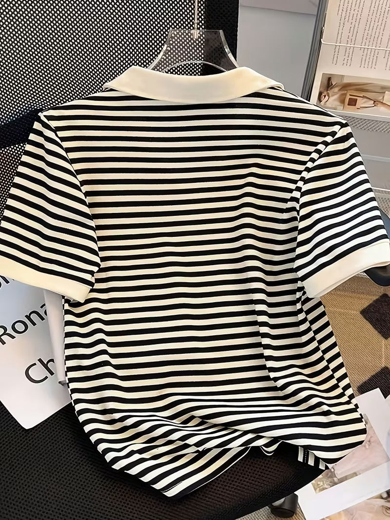 Women'S Summer Casual Striped Polo