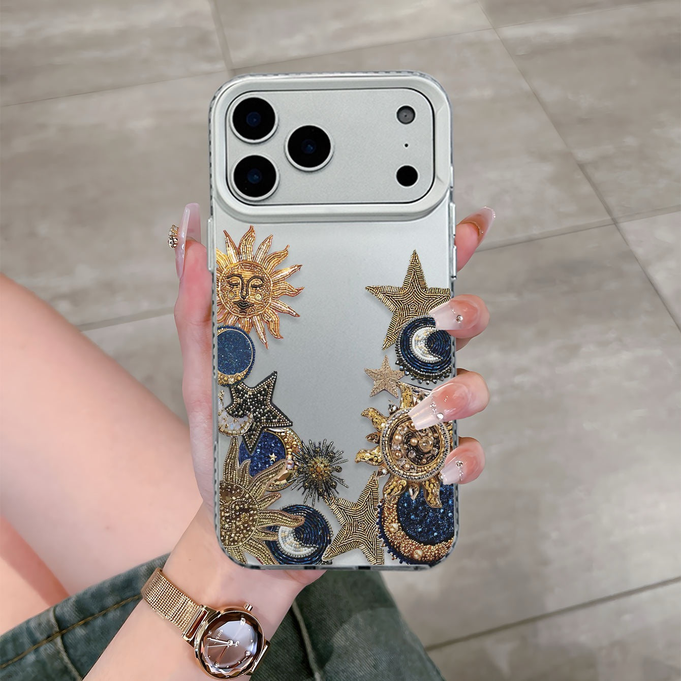 Vintage Sun Moon Star Retro Gold Sun Themed TPU phone Case